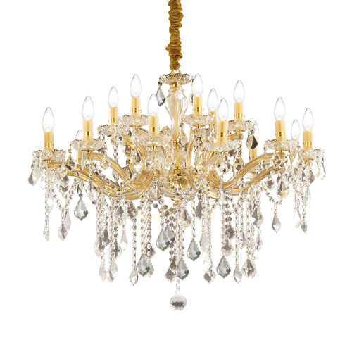 Check Pendant Light Ideallux Florian SP18 Gold Crystal Glass 86 cm 075181