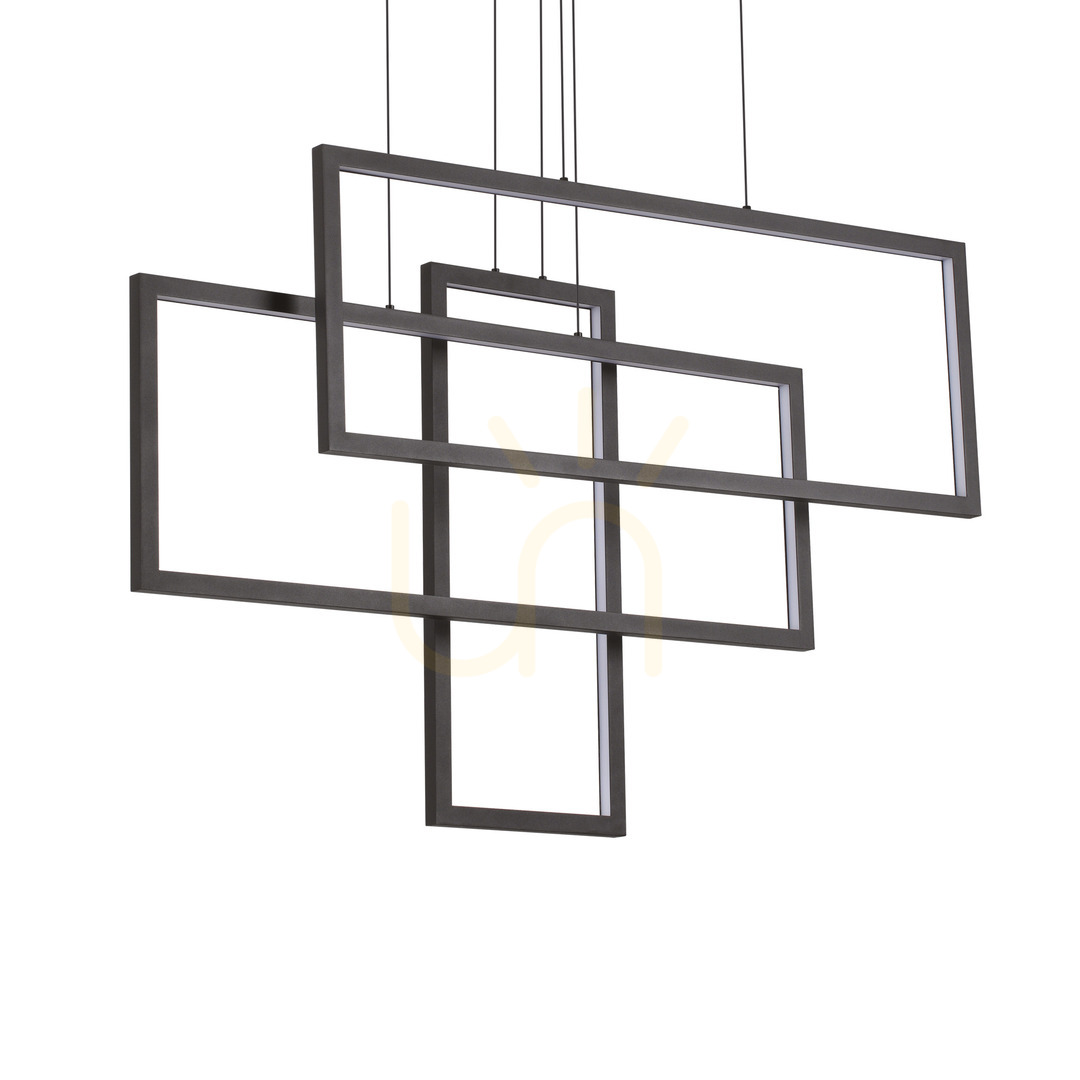 Pendant Light Ideal Lux Frame Rettangolo Black LED 102.5 cm 269382