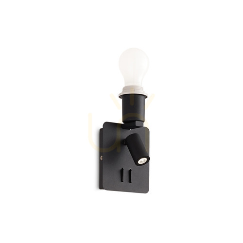Check Wall Light Ideallux GEA MAP2 NERO Black Metal 2x3W 239545