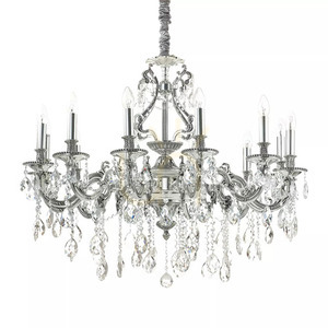 Pendant Light Ideallux Gioconda SP12 Silver Crystal 90 cm 164953 small 1