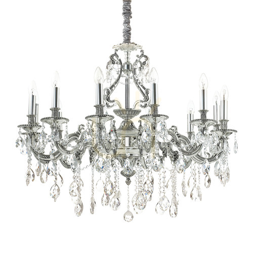 Check Pendant Light Ideallux Gioconda SP12 Silver Crystal 90 cm 164953