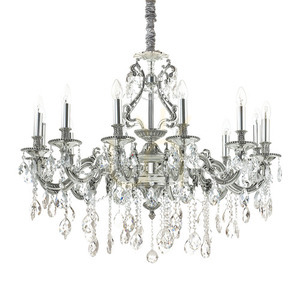 Pendant Light Ideallux Gioconda SP12 Silver Crystal 90 cm 164953 small 0