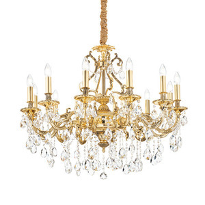 Pendant Light Ideal Lux Gioconda SP12 Oro Gold Crystal 90 cm 164960 small 0