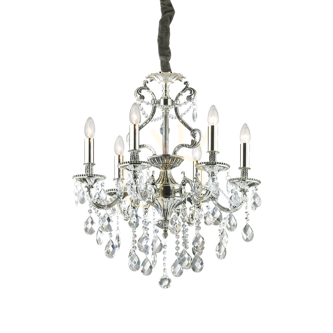 Pendant Light Ideallux Gioconda SP6 Argento Silver Crystal 62 cm 044927