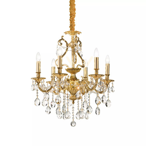 Check Pendant Light Ideallux Gioconda SP6 Oro Gold Crystal 62 cm 060507