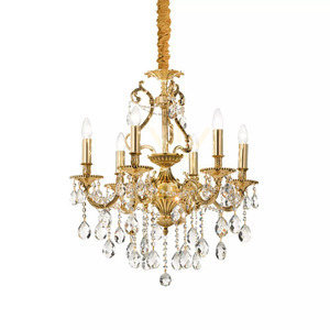 Pendant Light Ideallux Gioconda SP6 Oro Gold Crystal 62 cm 060507 small 1