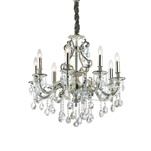 Check Pendant Light Ideal Lux Gioconda SP8 Silver Crystal 73 cm 044934