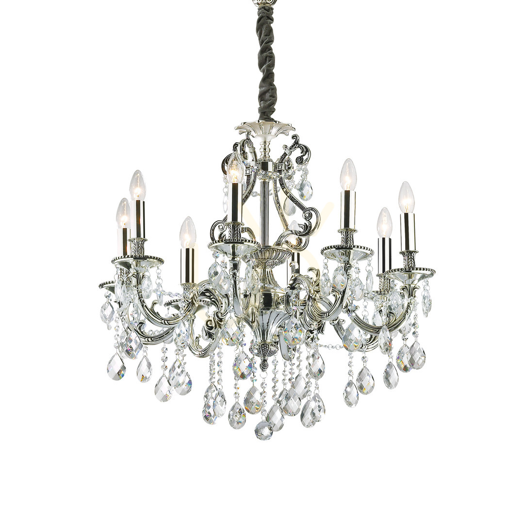 Pendant Light Ideal Lux Gioconda SP8 Silver Crystal 73 cm 044934