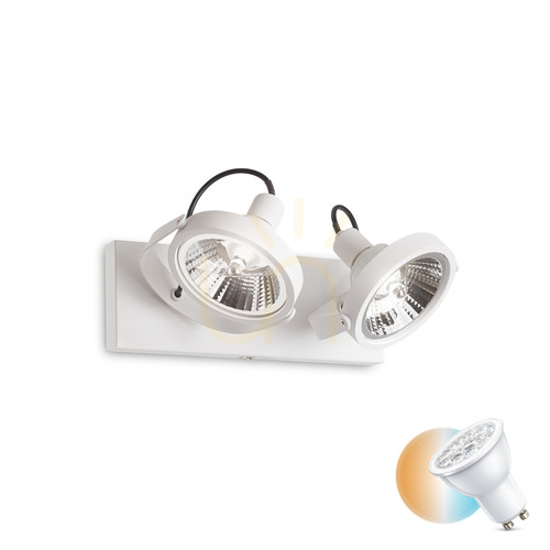 Check Plafon Ideallux GLIM PL2 BIANCO biały metalowy 2xGU10 31 cm 200200