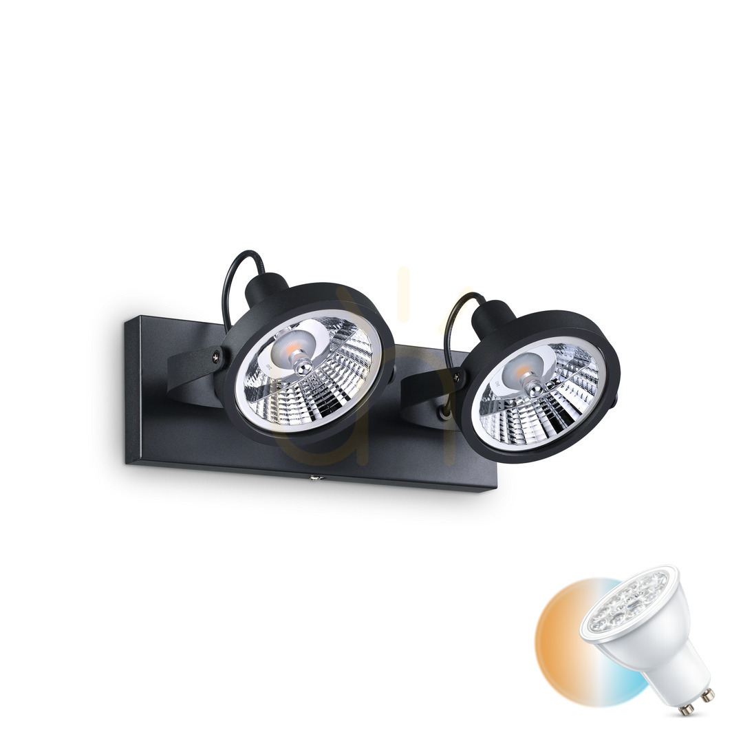 Plafon Ideallux GLIM PL2 NERO czarny metalowy 2xGU10 31 cm 200248