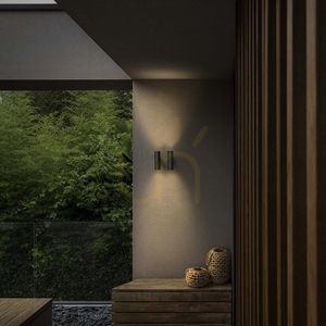 Outdoor Wall Lamp Ideallux Gun AP2 Big Grigio Grey Aluminum 163604 small 5
