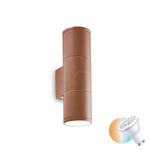 Check Outdoor Wall Lamp Ideallux GUN AP2 Small Coffee Brown GU10 2-Light 163635