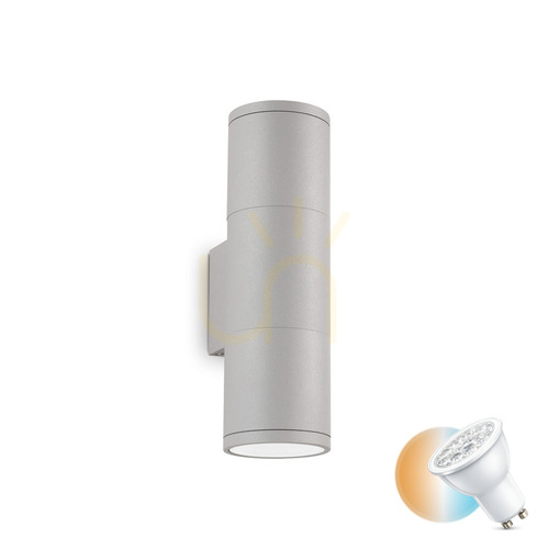 Check Outdoor Wall Lamp Ideal Lux Gun AP2 Small Grey GU10 2-Light 163628
