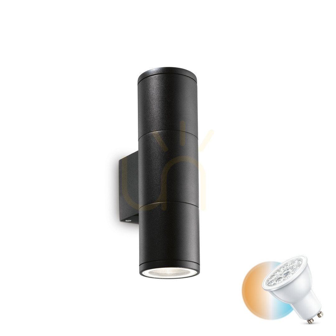 Outdoor Wall Lamp Ideallux GUN AP2 Small Black Aluminum GU10 2-Light 100395