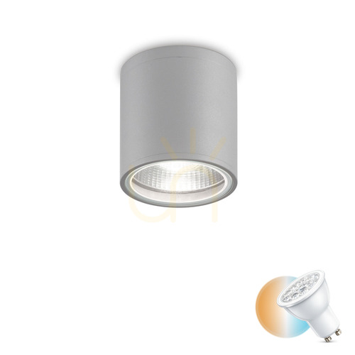 Check Outdoor Ceiling Light Ideallux GUN PL1 Grigio Grey GU10 11cm 163642
