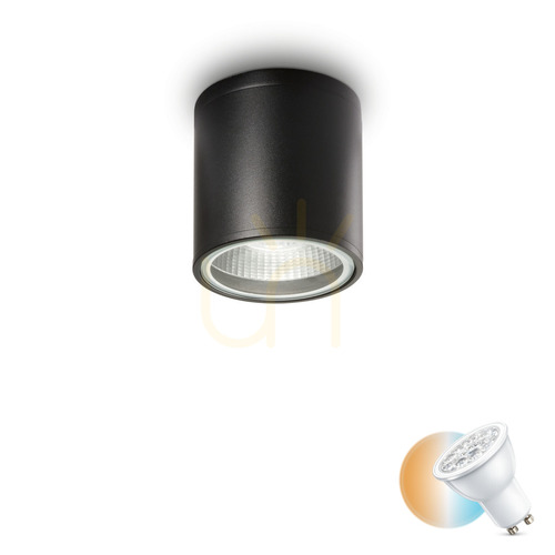 Check External Ceiling Light Ideallux GUN PL1 NERO Black Aluminum GU10 IP44 122687