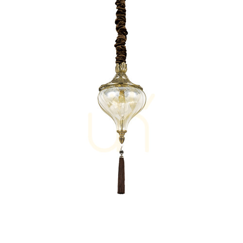 Check Pendant Light Ideal Lux Harem SP1 Champagne Glass Brass 16.5 cm 115979