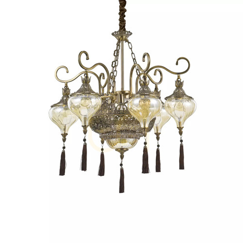 Check Pendant Light Ideallux Harem SP9 Champagne 75 cm 116006