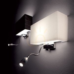 Wall Light Ideallux HOTEL AP2 Bianco White Fabric Chrome 035949 small 5