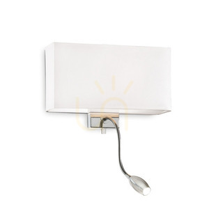 Wall Light Ideallux HOTEL AP2 Bianco White Fabric Chrome 035949 small 0