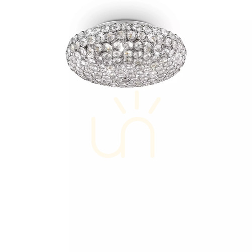 Check Plafon Ideallux King PL5 Cromo chrome crystal 38 cm 075419