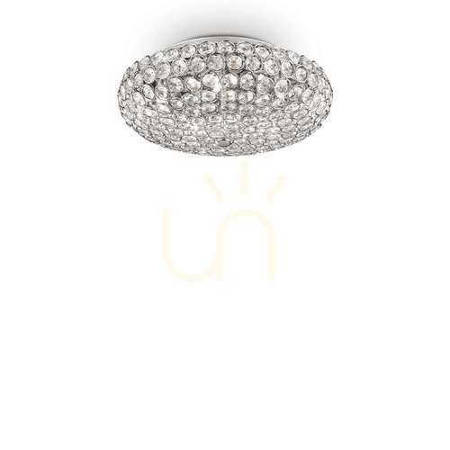 Check Plafon Ideallux King PL5 Cromo chrome crystal 38 cm 075419