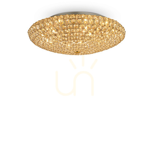 Check Plafon Ideallux KING PL9 Oro złoty kryształ 53,5 cm 073262