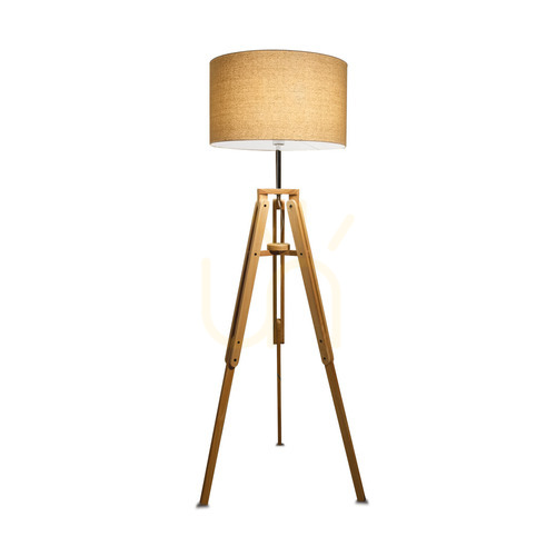 Check Standing Lamp Ideallux KLIMT PT1 Wood Fabric E27 137827