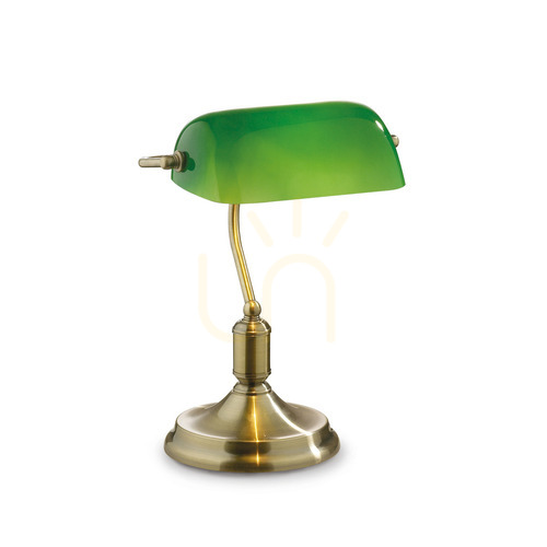 Check Table Lamp Ideallux Lawyer TL1 Brunito Champagne Brass Glass 045030