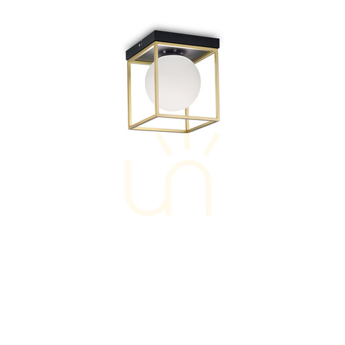Check Plafon Ideallux Lingotto PL1 Brass Black Glass 18.5 cm 198132