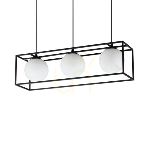 Check Pendant Light Ideallux Lingotto SP3 Nero Black 3-Light 70 cm 304144