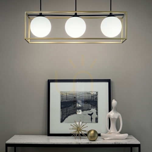 Check Pendant Light Ideal Lux Lingotto SP3 Ottone Brass Glass 3-Light 70 cm 198125