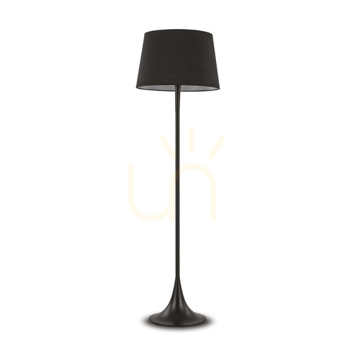 Check Standing Lamp Ideal Lux London PT1 Black Fabric Metal E27 174 cm 110240