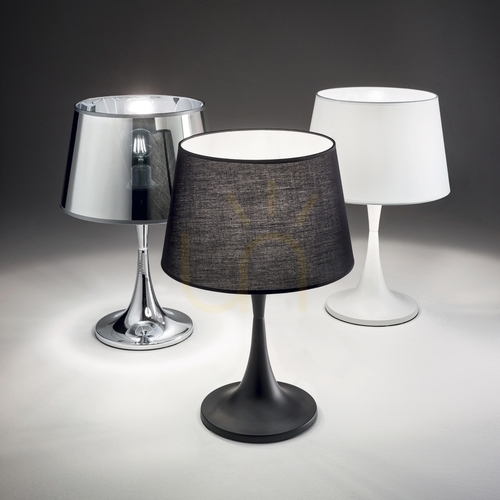 Check Table Lamp Ideallux London TL1 Small White Fabric Metal 110530