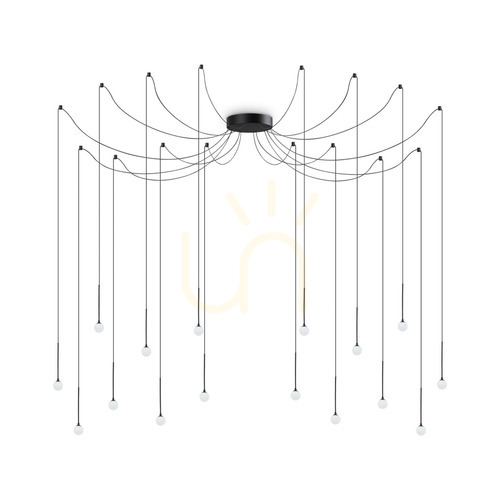 Check Pendant Light Ideallux Lucciola SP16 Nero Black Glass Metal 20 cm 284002