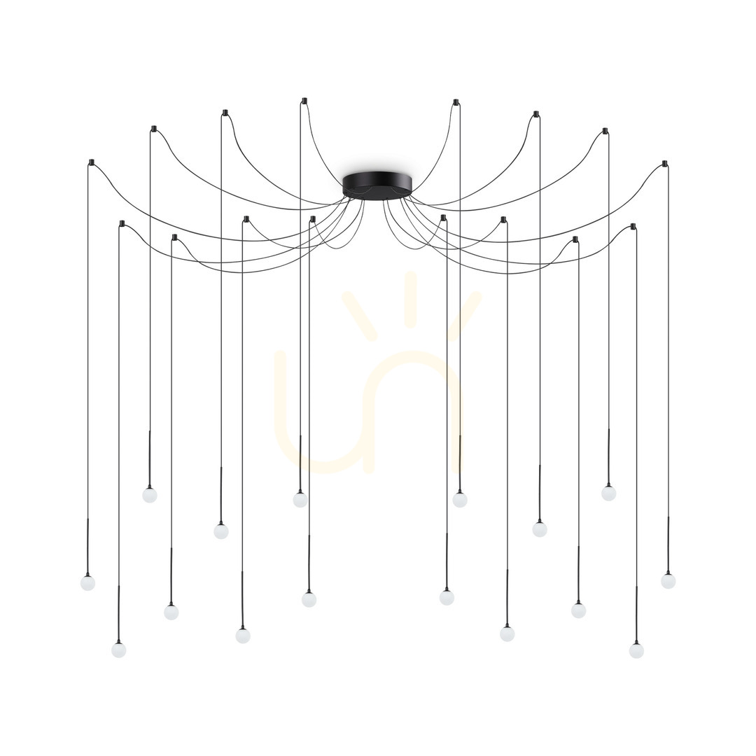 Pendant Light Ideallux Lucciola SP16 Nero Black Glass Metal 20 cm 284002
