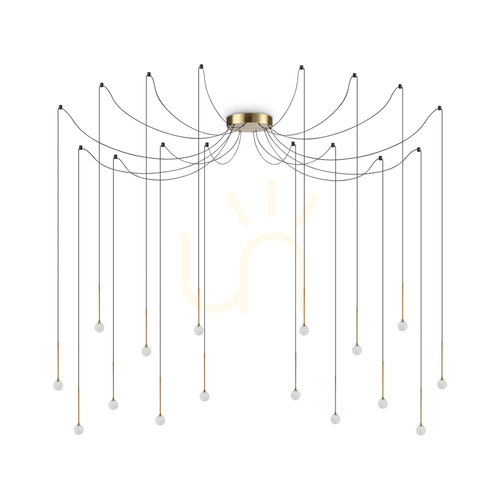 Check Pendant Light Ideallux Lucciola SP16 Brass Glass 20 cm LED 16W 284019