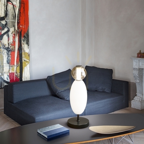 Check Table Lamp Ideallux Lumiere TL White Glass Metal LED 18W 50 cm 314204