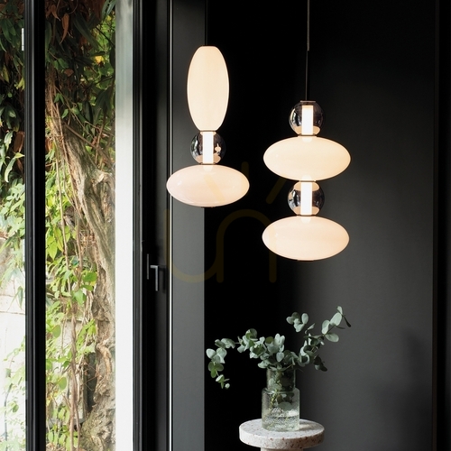 Check Pendant Light Ideallux Lumiere 1 SP White Glass LED 27W 28 cm 314143