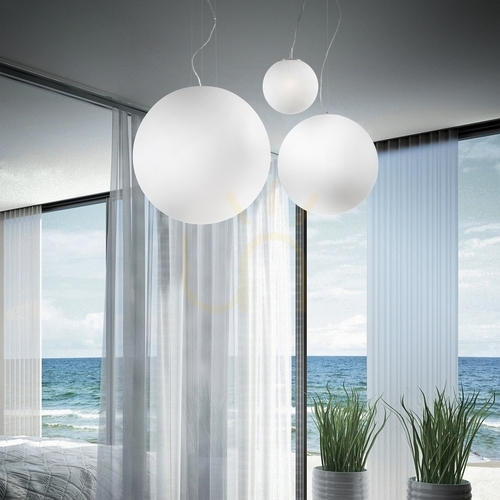 Check Pendant Light Ideallux MAPA SP1 White Glass Metal 30 cm 009087