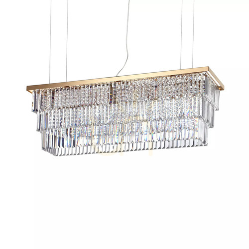 Check Pendant Light Ideallux Martinez SP8 Oro Gold 8-Light 103 cm 213583
