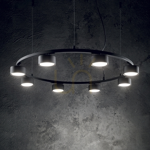 Check Pendant Light Ideallux Minor Round SP8 Black 76.5 cm 235547