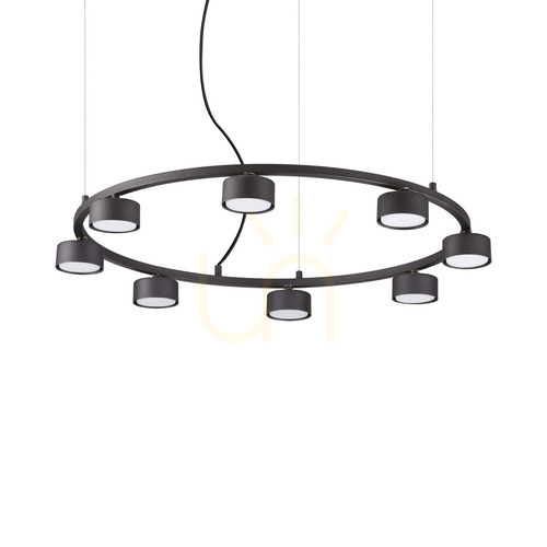 Check Pendant Light Ideallux Minor Round SP8 Black 76.5 cm 235547