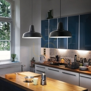 Pendant Light Ideallux Moby SP1 Nero Black Metal 35 cm 093659 small 1