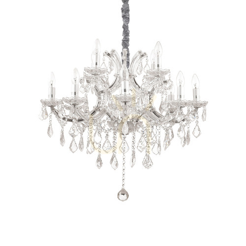 Check Pendant Light Ideallux Napoleon SP12 Cromo Chrome Crystal 12-Light 74 cm 167251