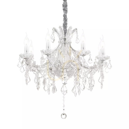 Check Pendant Light Ideallux Napoleon SP8 Chrome Crystal 67 cm 167244