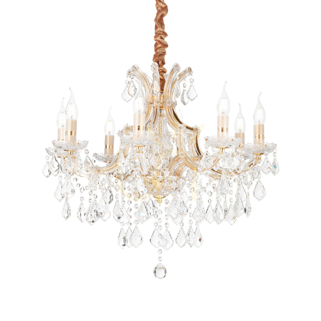 Pendant Light Ideallux Napoleon SP8 Gold Crystal 67 cm 167398