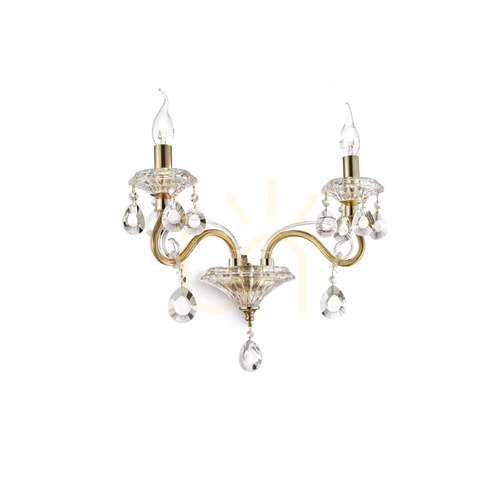 Check Wall Light Ideallux Negresco AP2 Oro Gold Crystal Glass 2xE14 087757