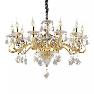 Pendant Light Ideal Lux Negresco SP10 Oro Gold Crystal Glass 85 cm 087771 small 1