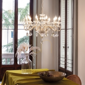 Pendant Light Ideal Lux Negresco SP10 Oro Gold Crystal Glass 85 cm 087771 small 2